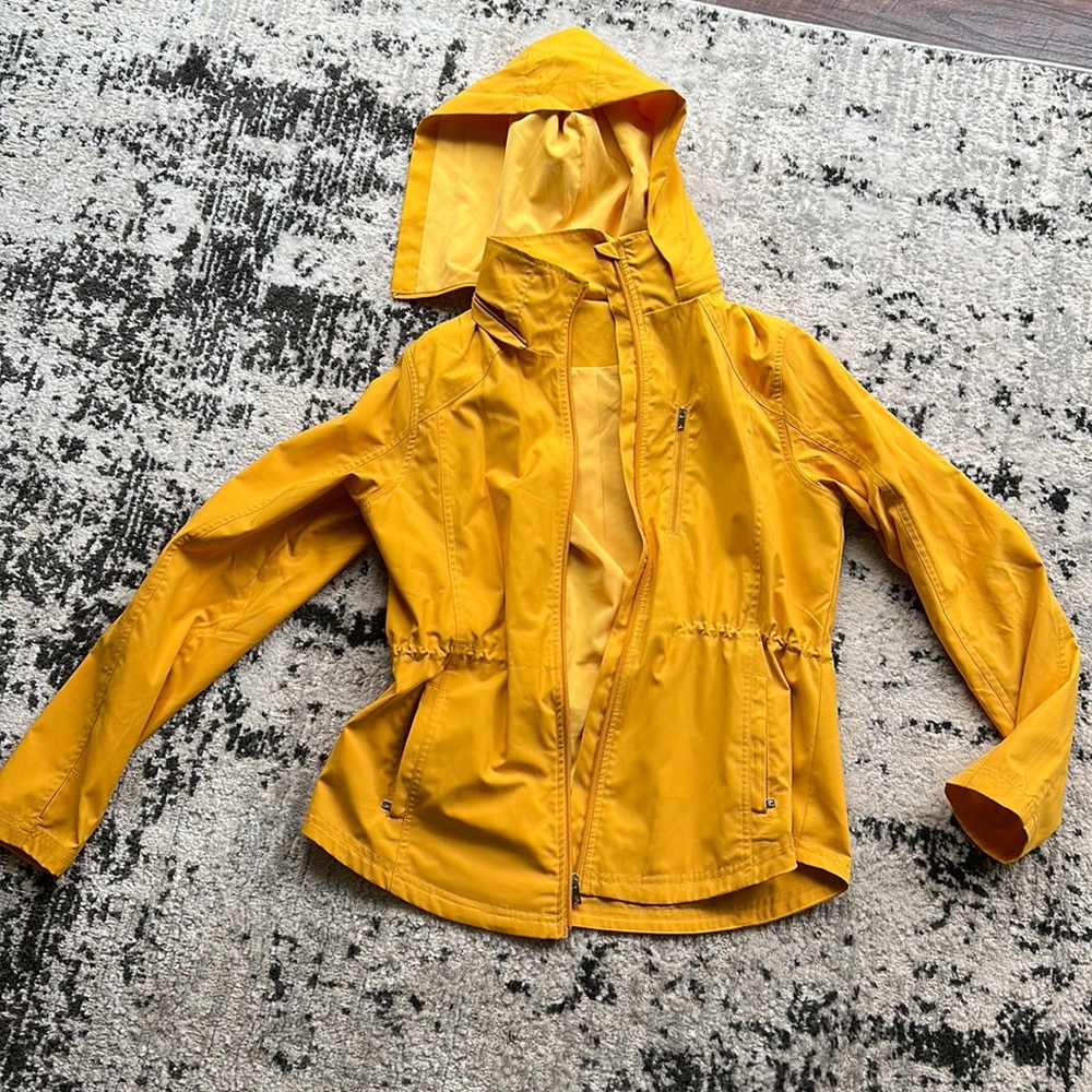 Yellow buffbunny rain jacket